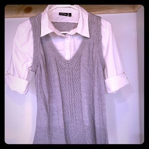 2 in 1 shirt white button down and grey vest